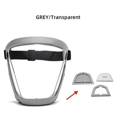 Fuld ansigtsmaske Cykling Sports Sikkerhed Beskyttende Transparent Shield (Grå ramme gennemsigtig ark)