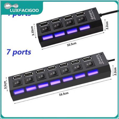 USB-dokkingporter Flere Expander 4/7-porter 1.1 USB-hub USB 1.1-hub med LED-lampebryter Multi USB-splitterhub for PC svart 4port USB2.0