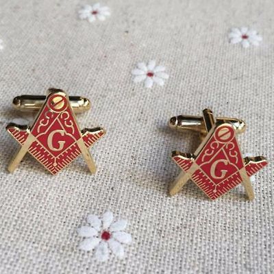 Bricks Masons Master mason rød firkant og kompas frimurerisk manchetknapper