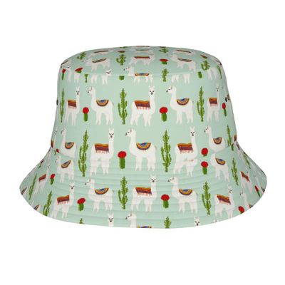Söpö laama-alpakka kaktuskauhatulla naisille Miehet Aurinkohatut Rantakalastuslakki Unisex Travel Outdoor Cap
