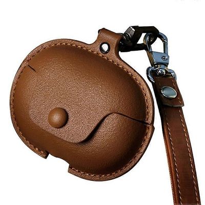 Yhteensopiva Huawei FreeClip langattoman latauskotelon kanssa Nahkakansi Pudotussuoja lyhyellä hihnalla Ruskea