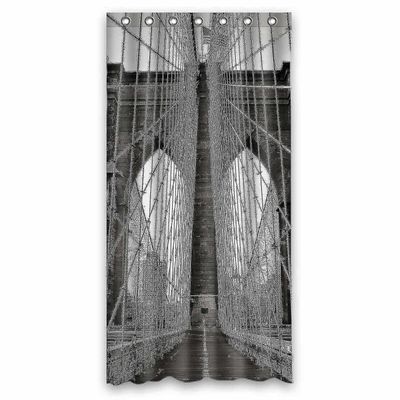 Brooklyn Bridge, New York svart og hvitt vanntett stoff bad dusj gardin 90x180 cm