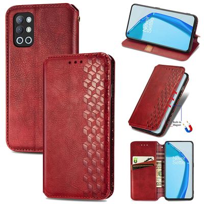 Kompatibel med Oneplus 9r Flip Case Etui Vintage Wallet Flip Cover med magnetisk lukning Coque - Blå rød