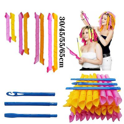 Hår Curlers Spiral Varmeløse Hair Curlers Rollers Diy Magic Hair Curlers med Styling Hook til hjemmebrug 20. 55CM