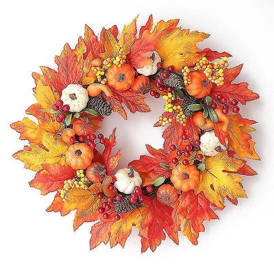 tre garland kunstig gresskar lønn blad hengende dekorasjon halloween veggdør hengende ornament krans D50cm