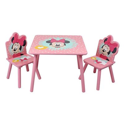Disney Minnie Træbordsæt med 2 stole Rosa