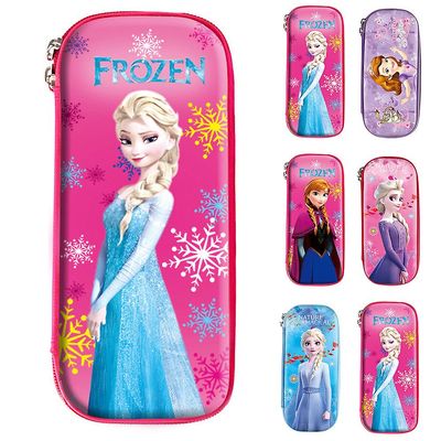 Bestdaily Frossen Elsa & Anna penalhus til børn Piger Prinsesse Sophia 3D-udskrivning Eva Pen Pen Pose Papirpapir Taske Anti-shock For skoleelever
