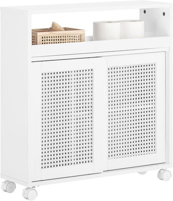 SoBuy wc-paperirullapidike pyörillä, BZR119-W Valkoinen 65x20x70cm