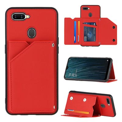 Gangxun Sag For Oppo A12/a7/a5s Vintage Cuir Cover Læderetui Kofanger - Rouge