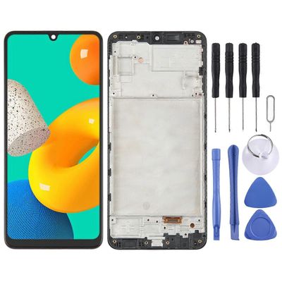Samsung Galaxy M32 SM-M325 OLED LCD-näytön digitoijalle Täysi kokoonpano kehyksellä