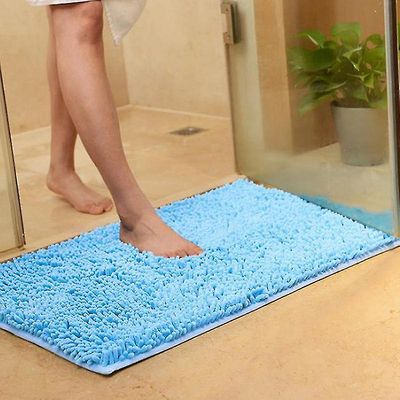 Barsinfi 40x60cm Blød absorberende bademåtte Badeværelse Badetæppe Blå