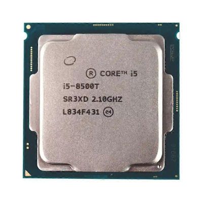 Core i5-8500T -suoritin - kanta LGA 1151 6 ydintä, 6 säiettä, 2,1 GHz, 9 Mt, L3-välimuisti, 35 W.