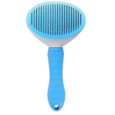 Hund HårFjerning Comb Beauty Brush rustfrit stål Cat Comb Automatisk Blå