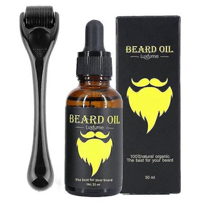 Parran kasvusarja, Beard Derma Roller 0.3mm, partaöljy miehille Kasvojen hiusten kasvu edistää uusien ja vanhojen hiusten kasvua