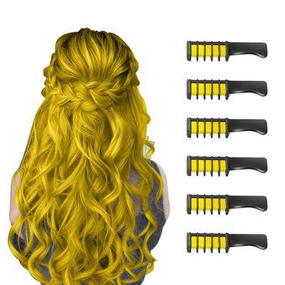 AIR Ny Hair Chalk Comb Midlertidig Bright Hair Color Dye for Piger Kids Alder 4-10 (Gul)