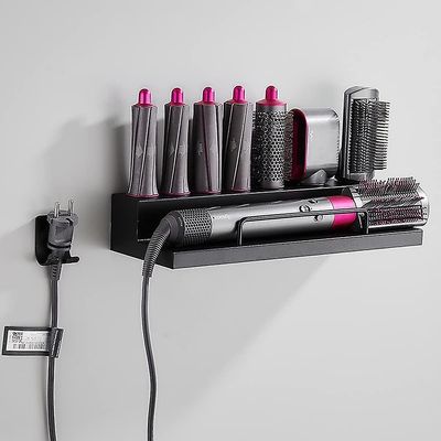 Shindat Vægmontering Organizer Holder Opbevaringsstativ til Dyson Airwrap Organizer med klæbemiddel til hjemmebadeværelse (rustfrit stål)