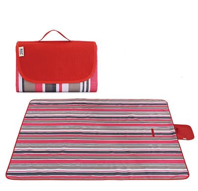 Picnic tæppe folde store vandtætte udendørs camping strandmåtte rød stribe 145*180cm