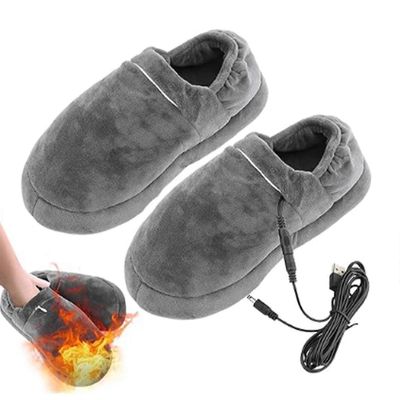 USB-lämmitetyt tossut sähkölämmitys jalat lämpimämpi nopeasti lämmitetty muhkea kenkä pestävä usb sähköinen talvijalkalämmitin jaloille Koko jopa 4...