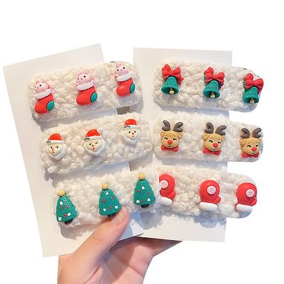 Handuo Christmas Hair Clipscute Santa juletræ Xmas Party hår tilbehør til piger babyer style4
