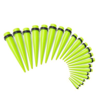 BodyJewelryOnine 18 Piece øre stretching kit tapers - 9 størrelser inkluderet - vælg mellem 6 farver Grøn