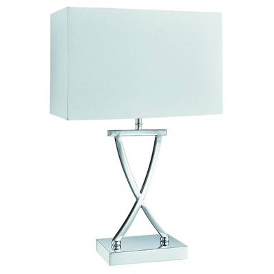 Searchlight Lighting Club 1 Light Table Lamp Chrome med hvid skygge, E14