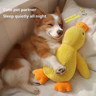 Lemmikkieläinten pehmolelu Vinkuva ankka koiran lelu rauhoittava täytetty ankkalelu äänillä, kestävä purulelu pennun lemmikkieläinten hampaiden puh...