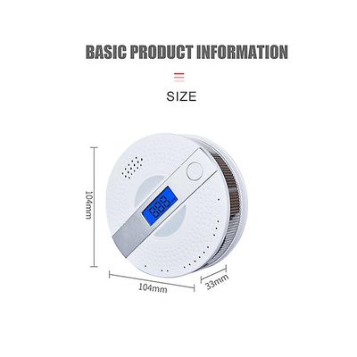 Jwl-2 In 1 Co /røgalarm Led Digital kuliltedetektor Stemme advarer høj følsom sensor Hjemmesikkerhedsbeskyttelse hvid