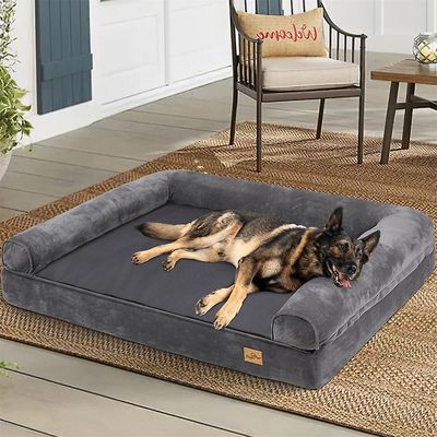 Stor ortopedisk skum hundeseng vanntett kjæledyr beroligende sofa Grå 2XL - 135x100x24cm
