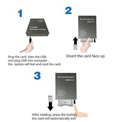 USB2.0 PCMCIA-kortinlukija ATA-kortinlukija PC-kortinlukija USB 2.0 - PC ATA PCMCIA -sovitin flash-levy muistikortinlukija Raudanharmaa