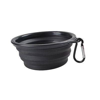 1000ml Sammenklappelig Hund Pet Folding Silikone Skål, Sort Farve