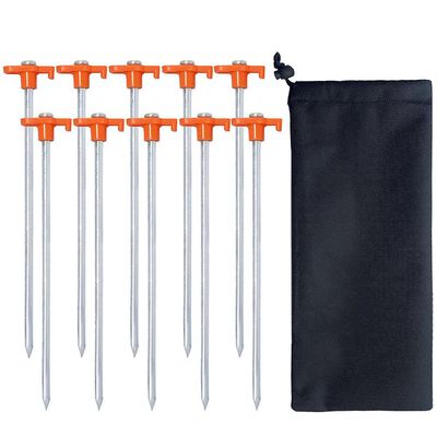 10pc-Pack Stål Ikke-Rust Udendørs Camping Familie Telt Pop Up Baldakin Stakes (Orange)