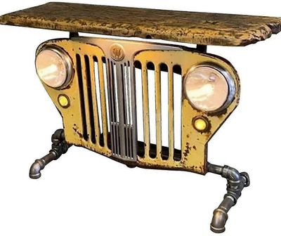 Steampunk Industrial Table Malli keltainen