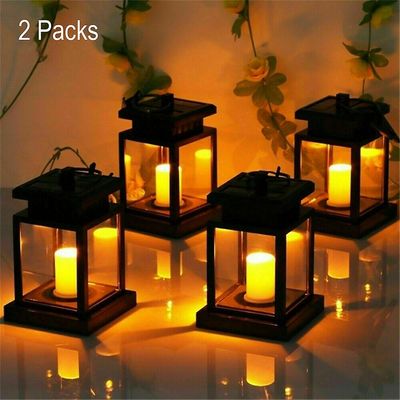 Witdreamer 2pcs Solar Powered Hængende Lantern Led Candle Light Udendørs Garden Yard stearinlys