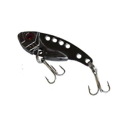 Metallinen VIB Bait -väristävä bioninen kalastusviehe, jossa on 2 terävää 3 koukkua ja 4-reikäinen muotoilu 7g musta