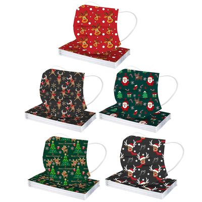 Szczw 50pcs Christmas Engangs ansiktsmasker, 3-lags juleferiemaske for voksne, julemønstre ansiktsmasker for kvinner & menn
