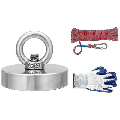 35-600kg Neodymium Fiske Berging Utvinning Magnet Med 20m Tau Og Hansker For Å Oppdage Metall Treasure Ruikalucky 25mm