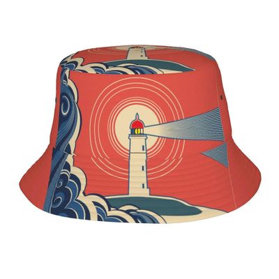 Majakkakuvioinen ämpärihattu naisille Miehet Aurinkohatut Rantakalastuslakki Unisex Travel Outdoor Caps
