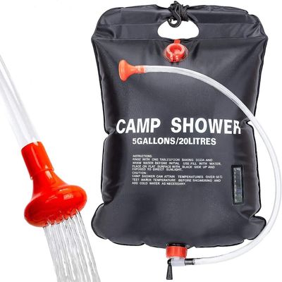 Solar brusepose, 5gallons / 20l bærbar brusepose til lejrbruser Solar brusepose med aftagelig slange og on-off omskifteligt brusehoved til camping o
