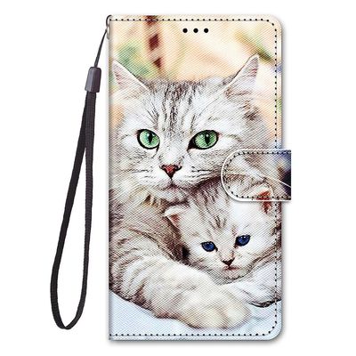 Gangxun Sag For Oppo A54 5g/a74 5g Malet Læder Cover Magnetisk Lukning - To hvide katte