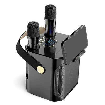 Suuritehoinen karaoke Bluetooth-kaiutin kannettava 360 stereo surround langaton subwoofer kaksoismikrofonilla Musta