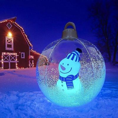 Zihaisheng Uusi valaiseva PVC puhallettavat lumiukko joulupallot 24 tuuman jättimäiset joulupuhallettavat pallot koristeltu pihakoristeet LED-valoi...