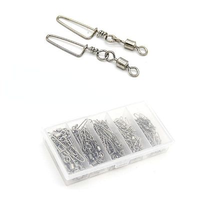 Fiskekugle leje drejes 50pcs / boks rustfrit stål høj styrke svirvels med Coastlock Snap High Speed Trolling Connector S