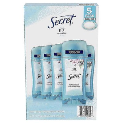 Secret Invisible Solid Antiperspirantti- ja deodoranttipakkaus, tuore jauhe, 5 ea