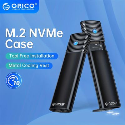 Orico M2 SSD-kabinett Nvme 10 Gbps PCIe SSD-boks for M2 Nvme Ngff SATA SSD-diskverktøy Gratis M2 SSD-veske Innebygd kjøleribbe i metall