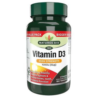 Natures Aid Nature's Aid D3-vitamiini 1000IU (25ug) Välilehdet 180 (129350)