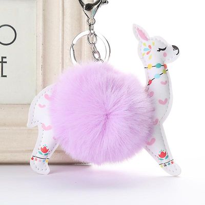 Dejlig Alpaca Blomstermotiver Key Chain Bag Vedhæng Bil colocasia