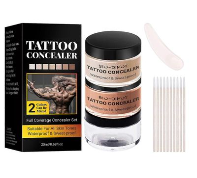 unbrand Tattoo Cover Up meikki vedenpitävä, tatuointipeitevoide täysi peitto, 2 väriä luonnollinen tatuointi meikki kansi vartalomeikki arpia, tumm...