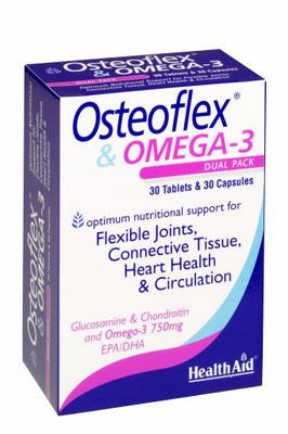Health Aid Terveys tuki Osteoflex & Omega-3, 30 välilehdet + 30 caps
