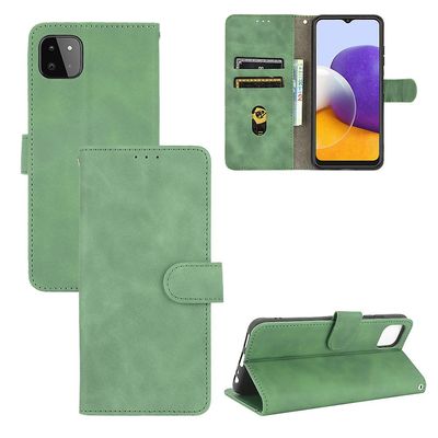 Etui til Samsung Galaxy A22 5g Cover Premium læder med kortholder Flip Folio magnetisk etui Etui Coque - sort Grøn