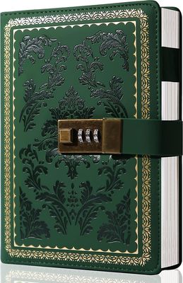 Roibon Lås dagbog Vintage journal med lås til kvinder Læder dagbog med lås Genopfyldelig personlig låsning Låst journalskrivning notesbog B6 Hemmel...